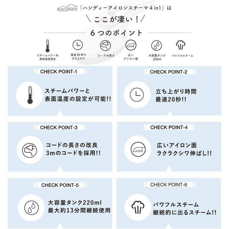 Kocokara スチームアイロン アイロン 20秒立上がり 220ml大容量タイプ グレー KH-208｜silver-knight-mart｜03
