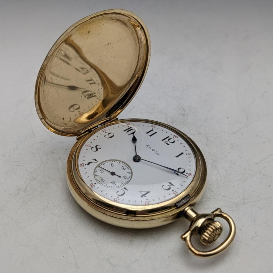 限定製作 美品 1919年 アンティーク 動作良好 エルジン 懐中時計 16s金張りハンター 激安の Talentoindustrial Com