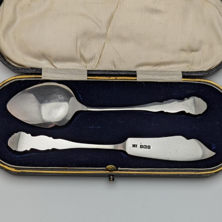 1912年 英国アンティーク 純銀（925シルバー） ジャムスプーン＆バター