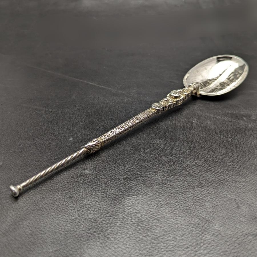 ☆関税込☆1902年 英国アンティーク 純銀製 大型アノイティングスプーン 93g☆大人気☆