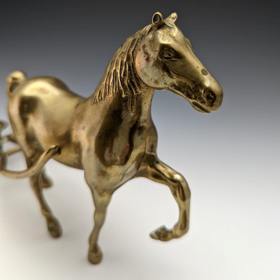英国ヴィンテージ 真鍮製 馬と馬車 オブジェ 1075g