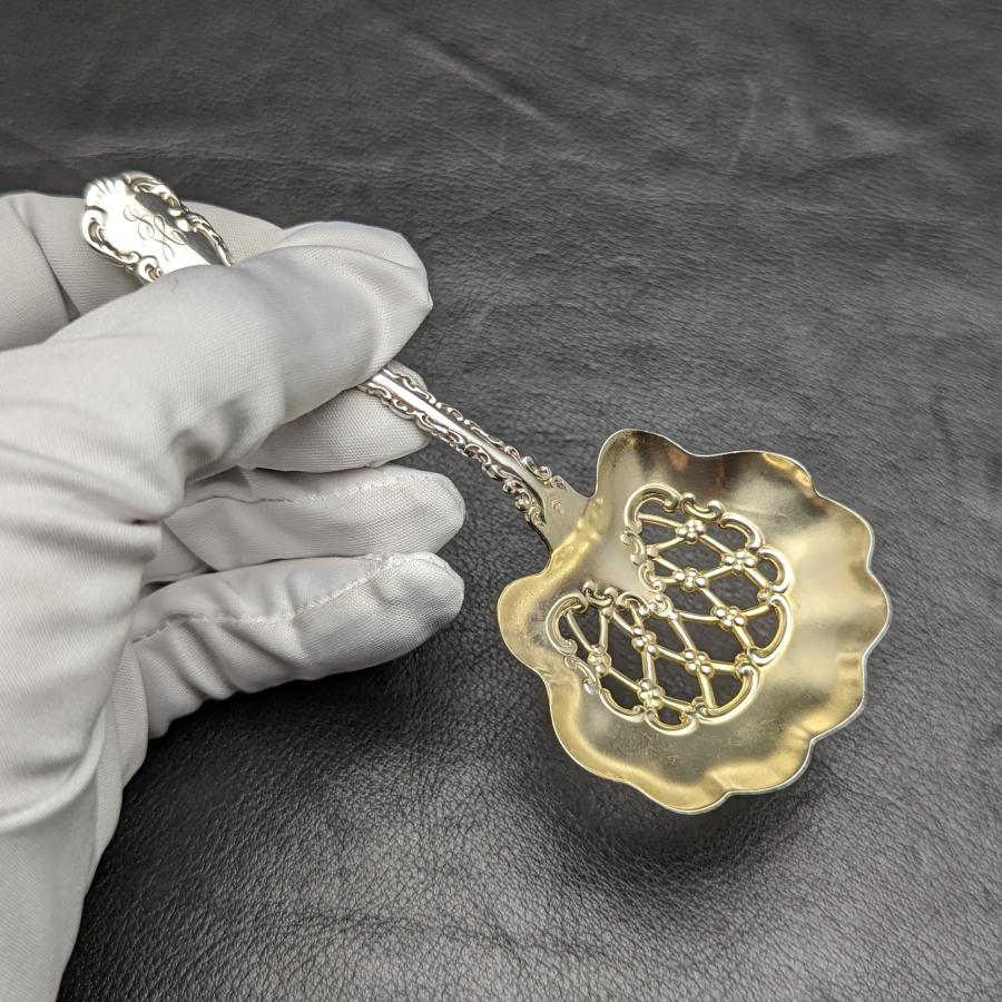 【米国／ティーキャディースプーン】純銀 スターリングシルバー／ボンボンスプーン 米国／ティーキャディースプーン】純銀 スターリングシルバー