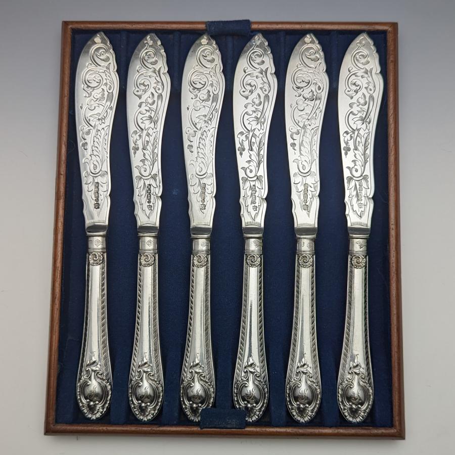 1860年 英国アンティーク シルバープレート製 フィッシュナイフ6 1860年 英国アンティーク シルバープレート製 フィッシュナイフ6