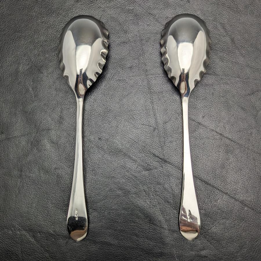 英国アンティーク シルバープレート製 サービングスプーン ペア ケース
