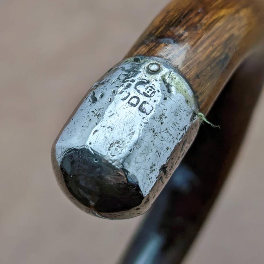 1912年 英国アンティーク 紳士用 軽量ステッキ 杖 曲がりハンドル 91cm