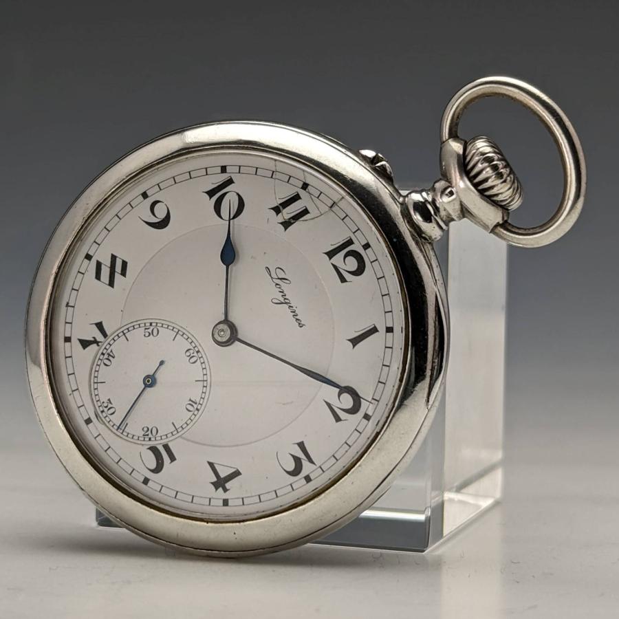 1905年頃 アンティーク ロンジン 懐中時計 エナメル装飾 銀側ケース