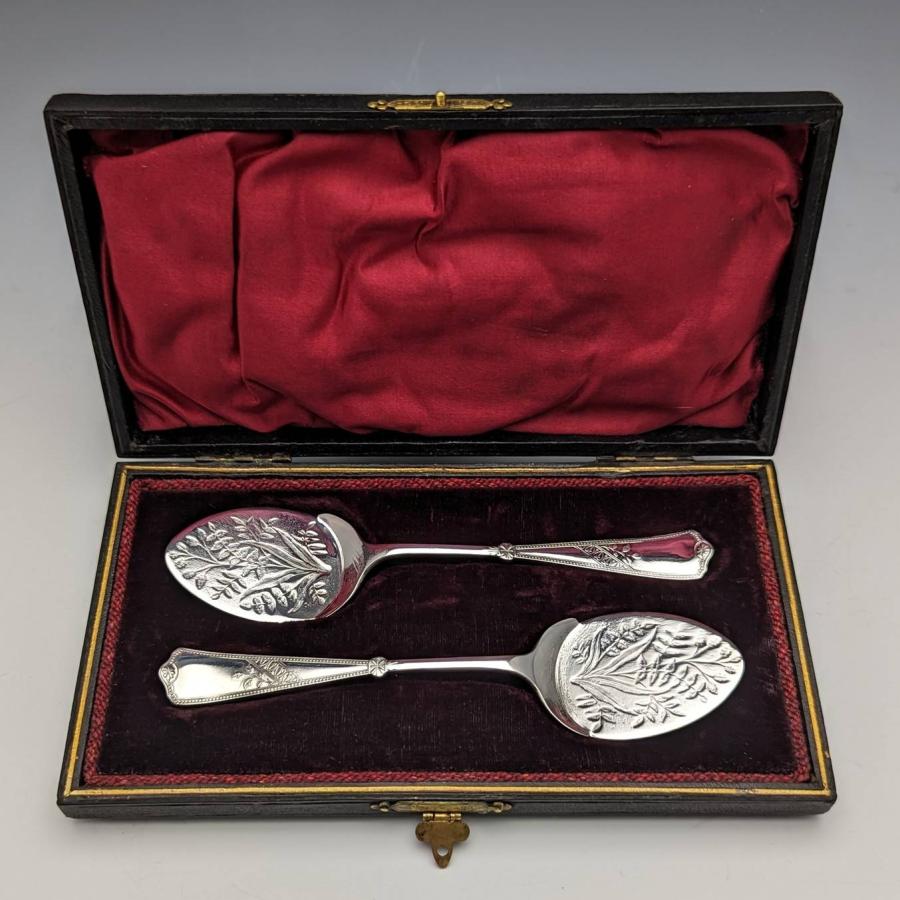 1890年頃　アンティーク　ジャムスプーン　シルバープレート 1890年頃 英国アンティーク シルバープレート製 ジャムスプーンペア