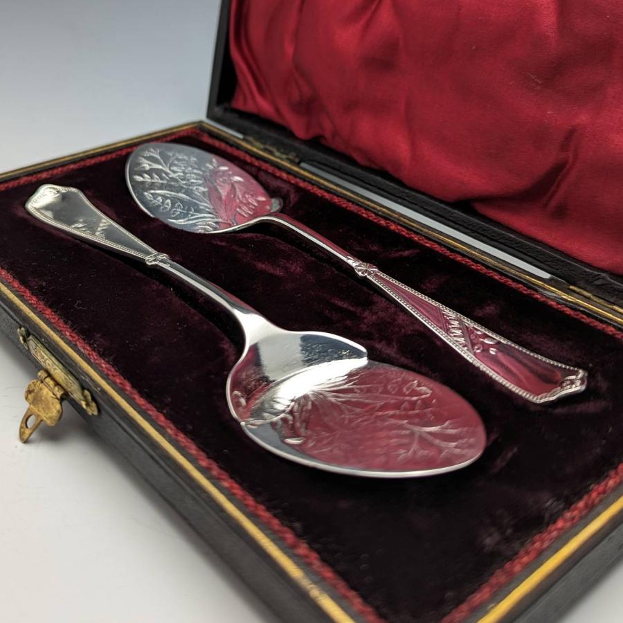 1890年頃 英国アンティーク シルバープレート製 ジャムスプーンペア