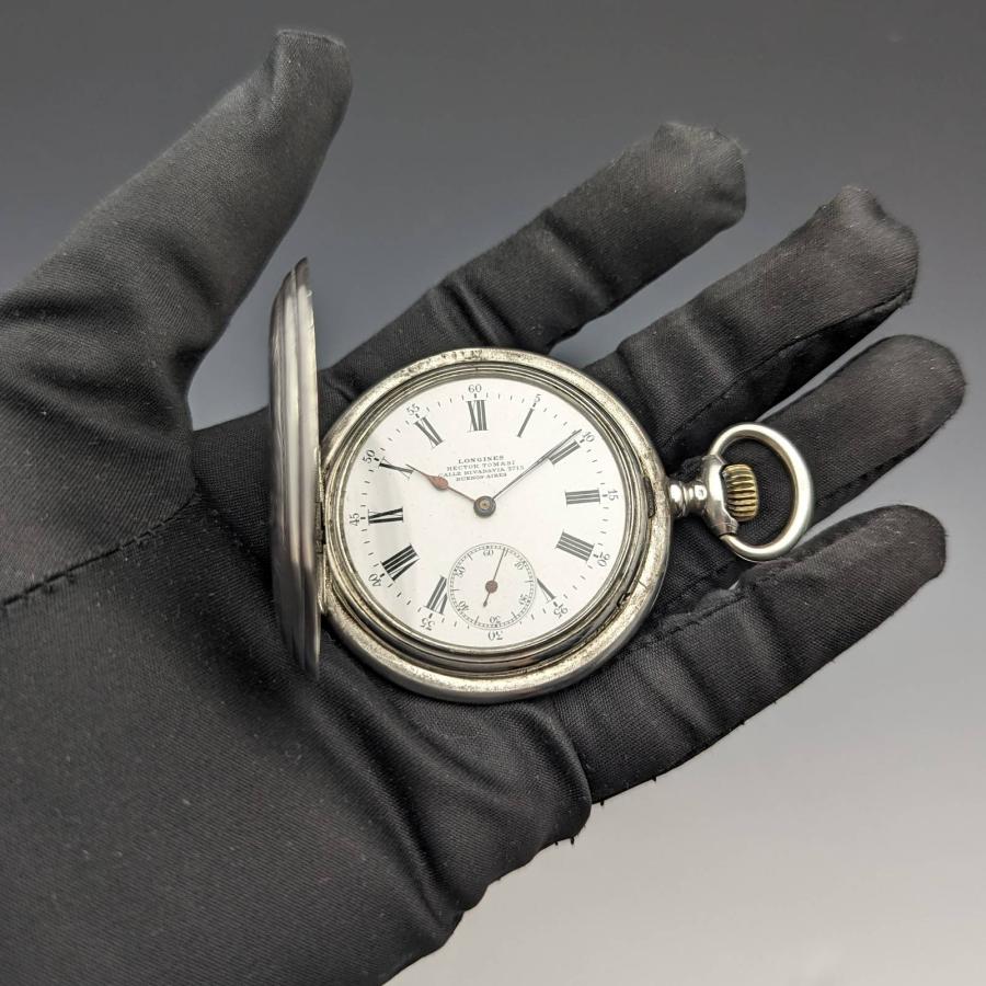 1902年頃 アンティーク ロンジン 懐中時計 アール・ヌーヴォー彫刻 銀