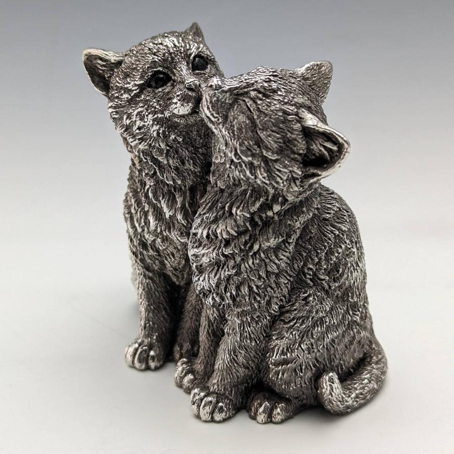 英国 カントリーアーティスト社 2匹の子猫 純銀張り彫刻 フィギュリン