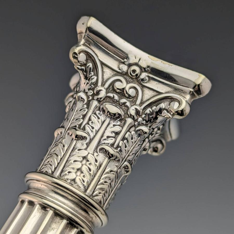 英国アンティーク シルバープレート製 大型燭台ペア キャンドル