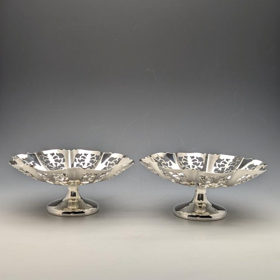 1933年 英国ヴィンテージ 純銀製 コンポート/タッツァ ペア 計335g Viners 1933年 英国ヴィンテージ 純銀製 コンポート/タッツァ ペア 計