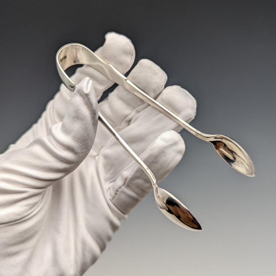 イギリス　アンティーク　シュガートング　純銀製 純銀】1903－1904年 ティースプーン&シュガートングセット G&S Company