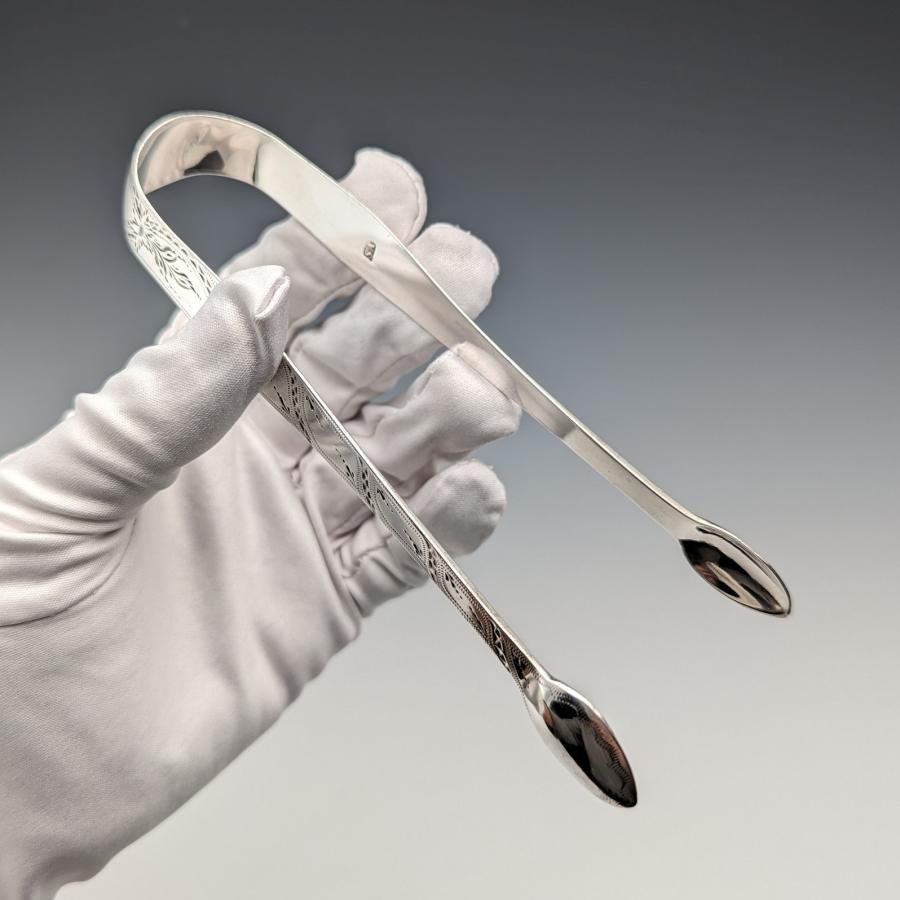 1800年頃 英国アンティーク 純銀製 シュガートング 33g Stephen