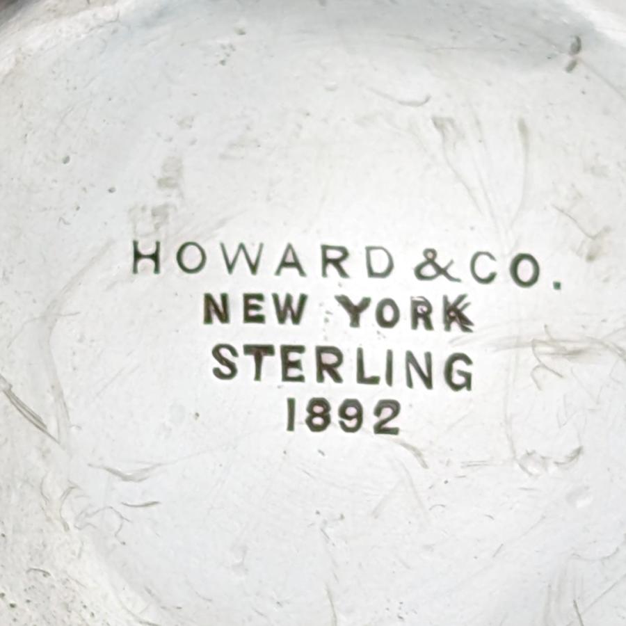 1892年 米国アンティーク 純銀製 脚付きディッシュ 205g Howard