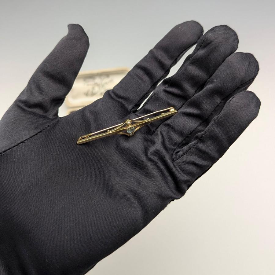 アンティーク 15ctゴールド製ブローチ ブルーストーン＆パール