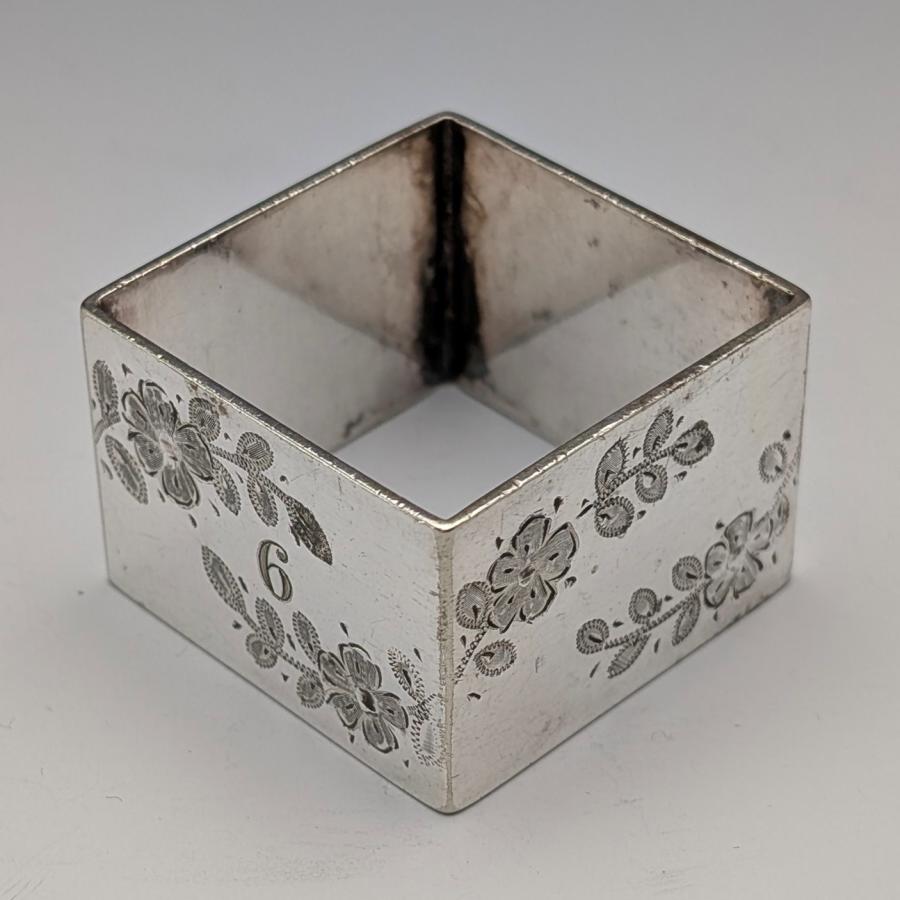 1900年頃 英国アンティーク シルバープレート製 ナプキンリング 5個