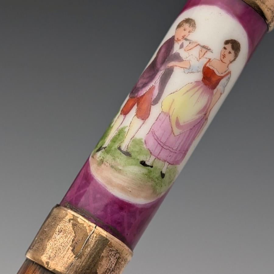 英国ヴィンテージ レディース用アンブレラ 金張りエナメル装飾ハンドル パープル 86cm 英国ヴィンテージ レディース用アンブレラ 金張りエナメル装飾