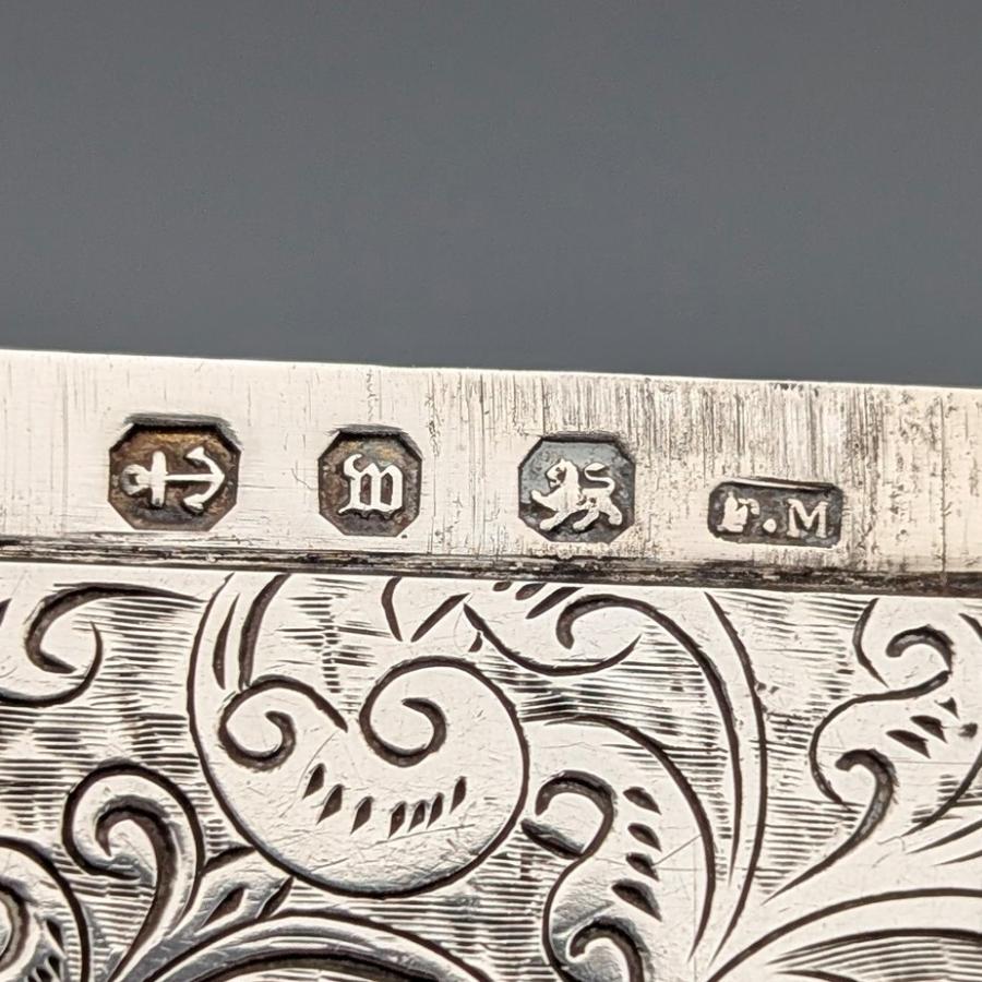 1896年 英国アンティーク 純銀製 カードケース 56g Frederick Marson