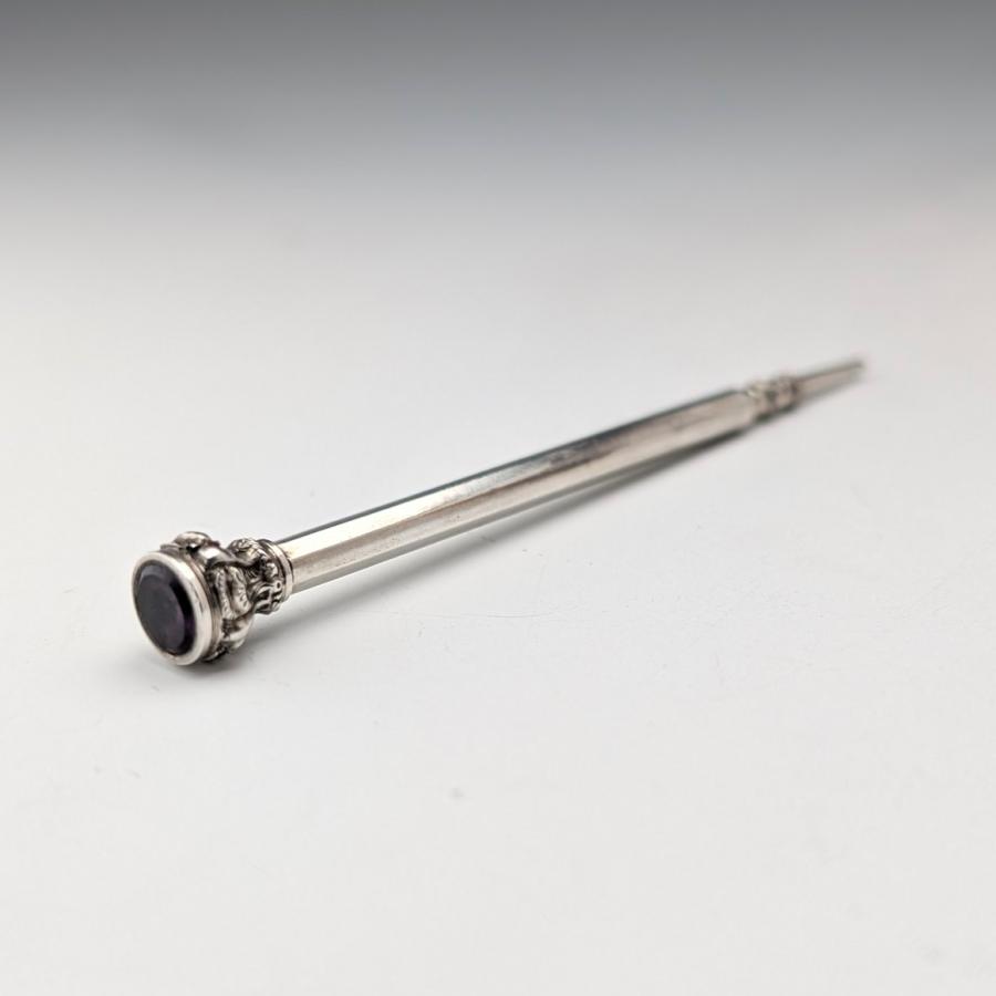 1900年頃 アンティーク 推進式ペンシル パープルストーン 1900年頃 アンティーク 推進式ペンシル パープルストーン