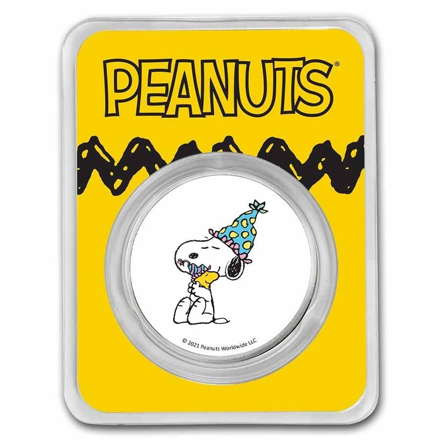 PEANUTS スヌーピー&ウッドストック カラー 銀貨 2021年発行