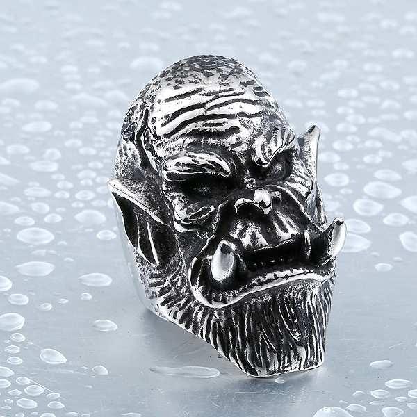 鬼瓦様約19.5号 ドクロ ゴースト リング 925 大きめサイズ リング メンズ ステンレス 指輪 ゴリラ 鬼 av4 : シルバー
