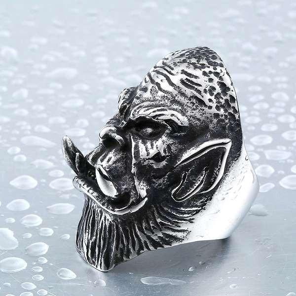 リング メンズ ステンレス 指輪 ゴリラ 鬼 av4 : シルバーアクセサリー