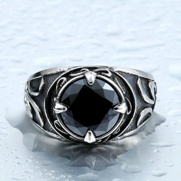 ステンレス リング メンズ シルバー キュービックジルコニア ブラック レッド 全2色 ax2 |  | 03