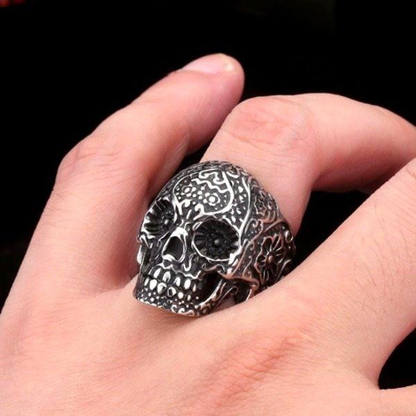 スカル リング メンズ ステンレス ドクロ 骸骨 ガイコツ ゴツイ系 トライバル az2 |  | 01