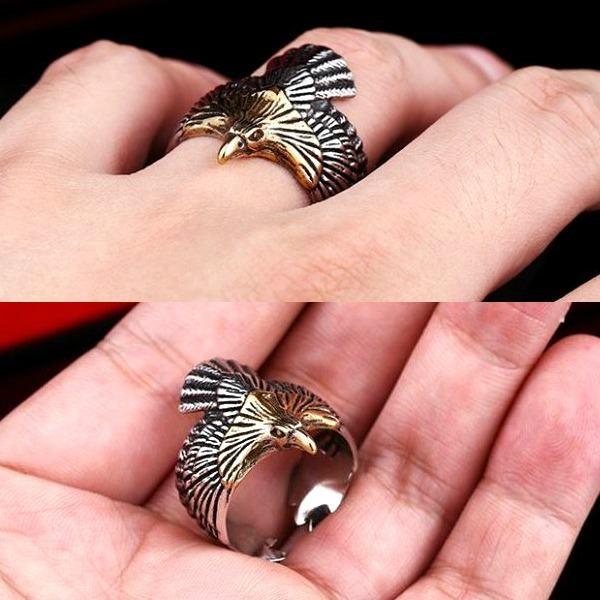 フェザー リング メンズ イーグル 羽根 鷹 アメカジ シンプル