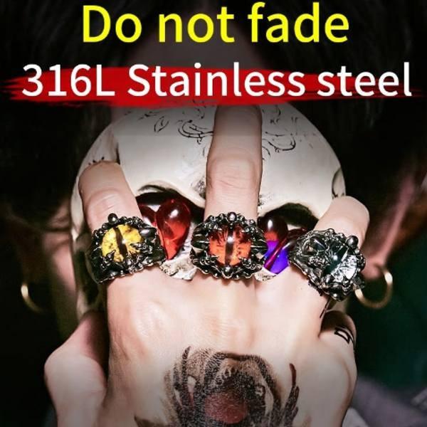 ドラゴン リング メンズ ステンレス レッドアイ 龍の目 デビル 全3色