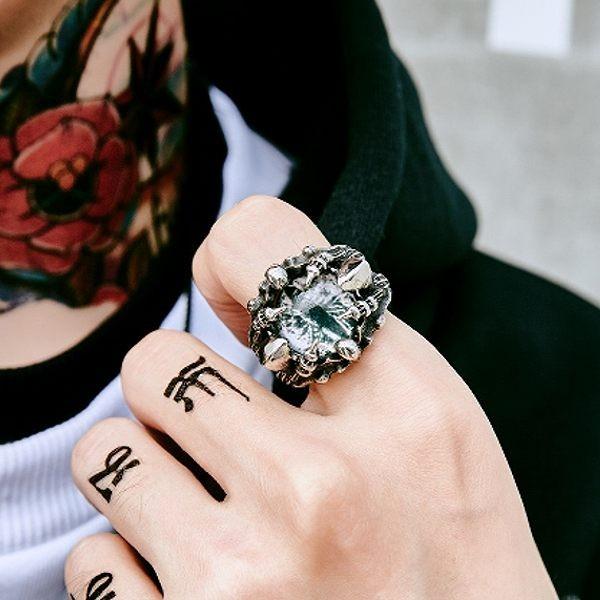 ハンドメイド 925 ドラゴンリング ストリート系 オープン 個性派