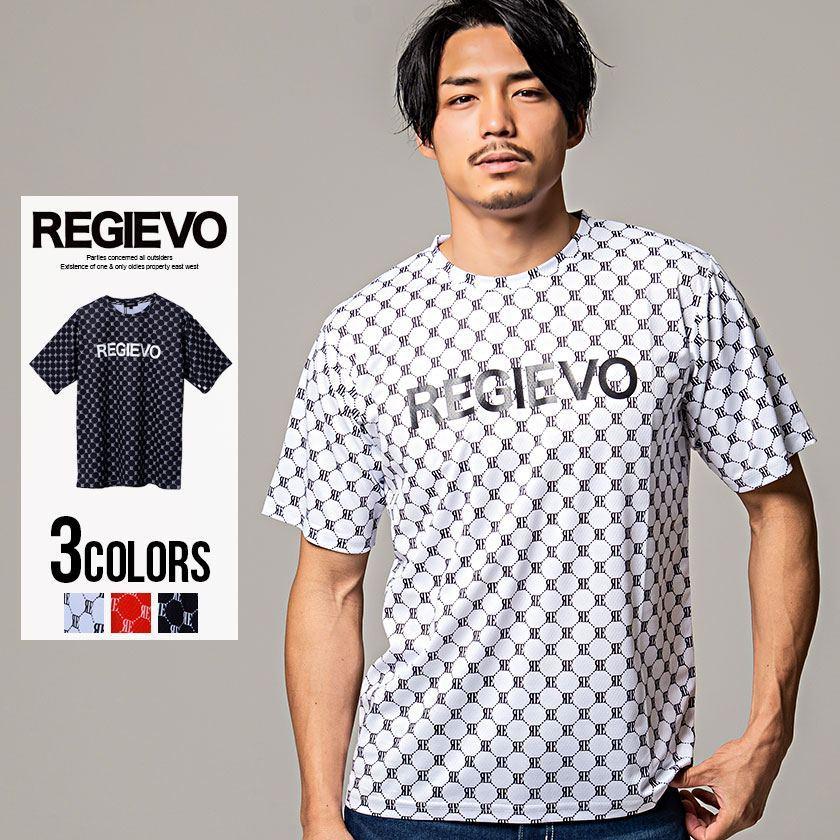 Tシャツ メンズ 半袖 クルーネック プリント ストレッチ 部屋着 カジュアル ストリート 白 黒 赤 REGIEVO レジエボ 夏｜silverbulletxfuga