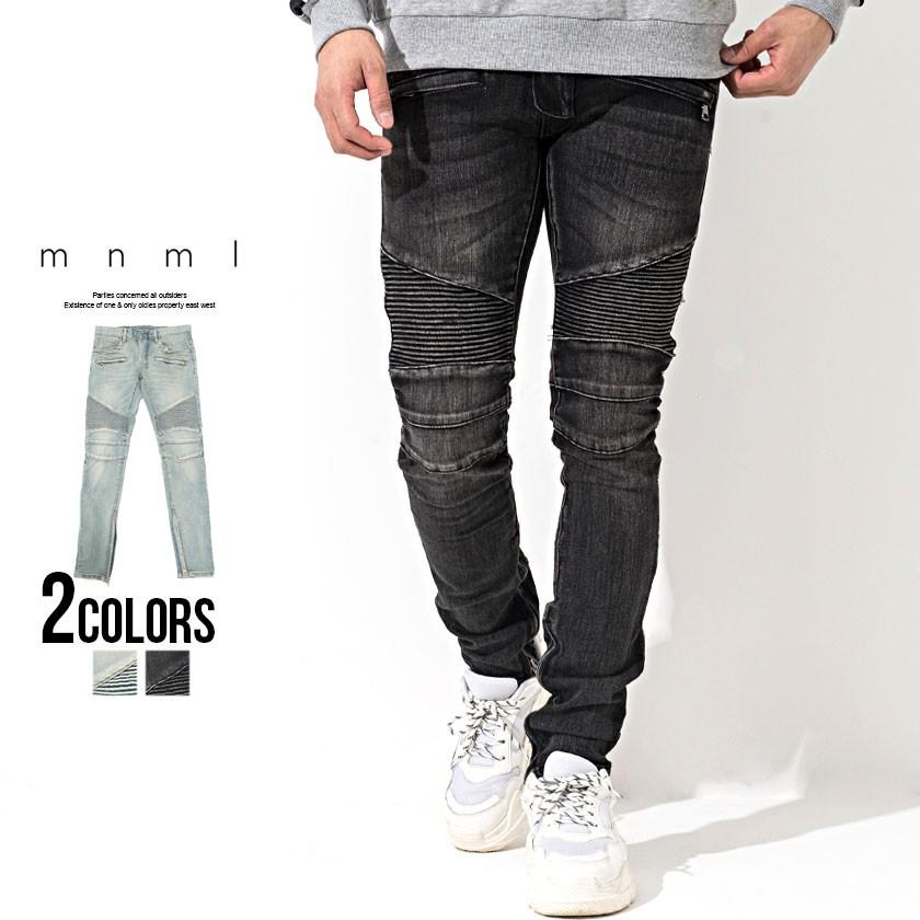 デニムパンツ メンズ スキニー mnml ミニマル M14 DENIM STRETCH/全2色 ストレッチ ジーンズ ブラック ライトブルー 黒 ストリート S M L XL｜silverbulletxfuga