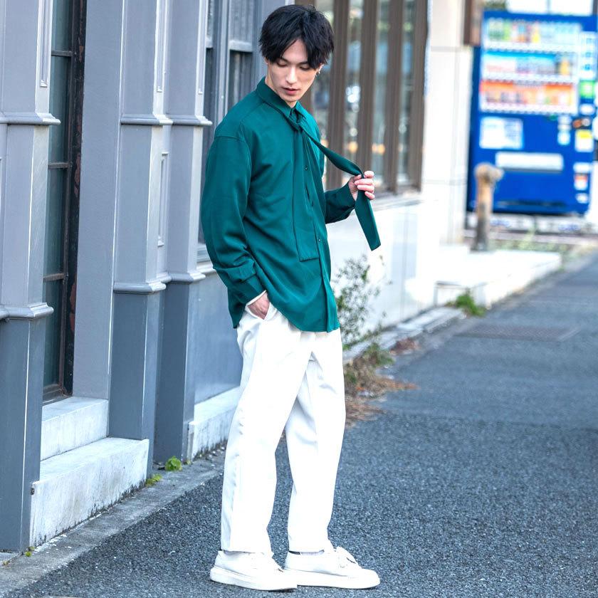 カジュアルシャツ メンズ 白シャツ 長袖 薄手 オーバーサイズ 無地 シンプル きれいめ おしゃれ 大人 レディース ユニセックス スカーフ 韓国系 春 22 2104 シルバーバレット 通販 Yahoo ショッピング