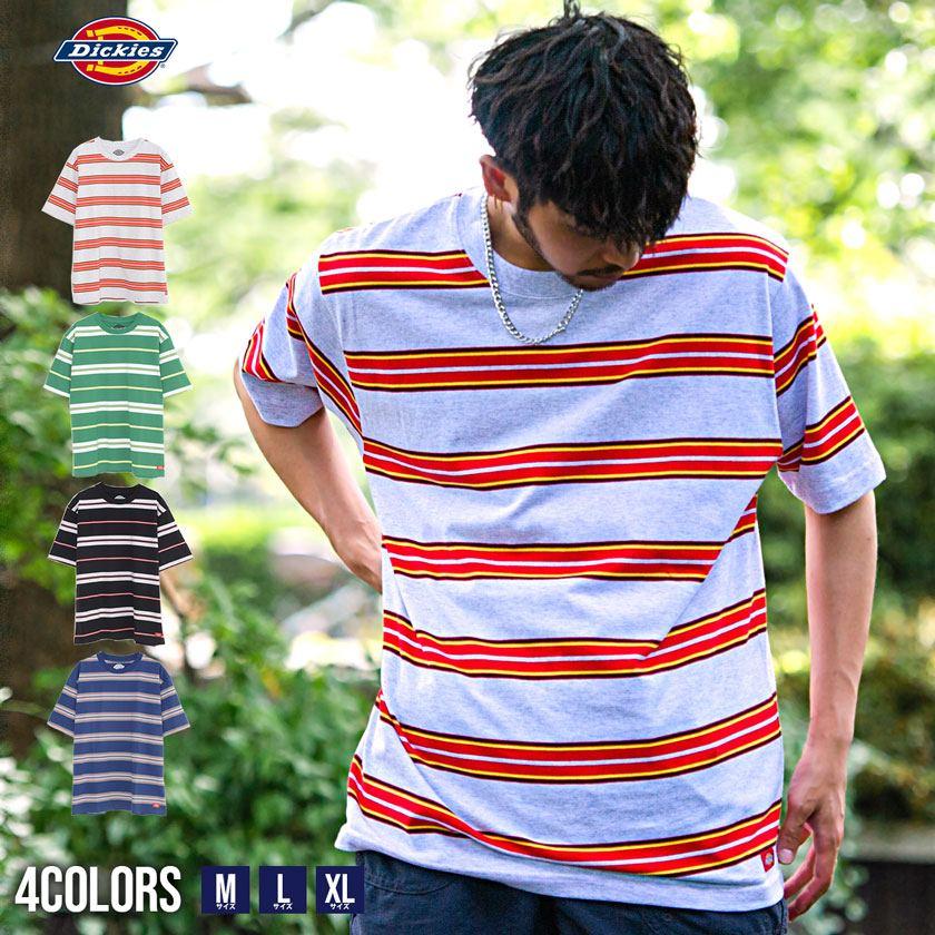 Quot Dickies ディッキーズ 半袖tシャツ メンズ Tシャツ ボーダー トップス ロゴ ブランド カットソー クルーネック カジュアル レトロ 90s ストリート 春 夏 Quot Sale Off