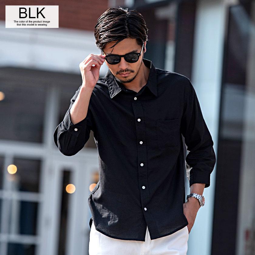 Vicci カジュアルシャツ メンズ 50代 〜60 綿 麻 夏 7分袖 薄手