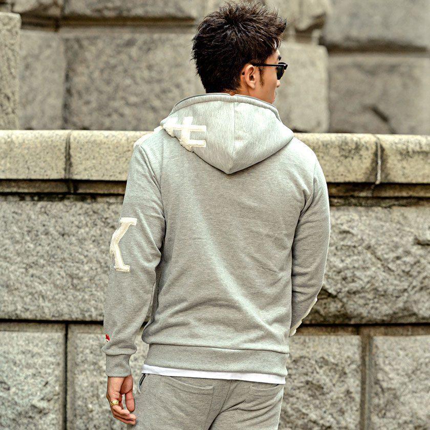 ボアパーカー メンズ LUXE/R ラグジュ ボアワッペンジップアップ