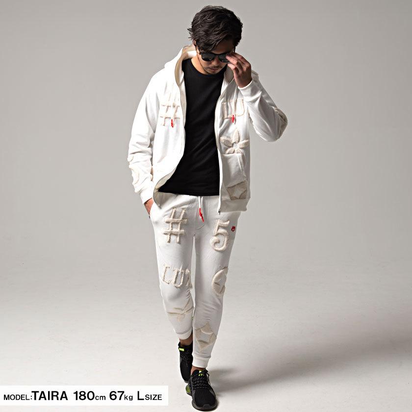 ボアパーカー メンズ LUXE/R ラグジュ ボアワッペンジップアップ