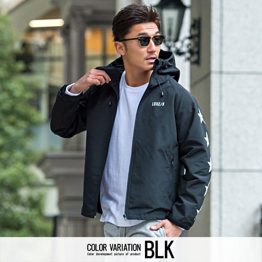 パーカー マウンテンパーカー メンズ ナイロンジャケット アウター マンパ 星柄 ラグスポ ホワイト ブラック 白 黒 M L 春 21 Luxe R Lg 446 シルバーバレット 通販 Yahoo ショッピング