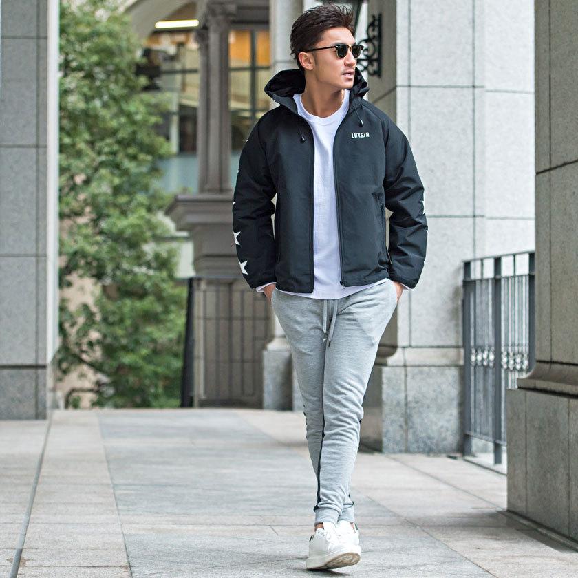 パーカー マウンテンパーカー メンズ ナイロンジャケット アウター マンパ 星柄 ラグスポ ホワイト ブラック 白 黒 M L 春 21 Luxe R Lg 446 シルバーバレット 通販 Yahoo ショッピング