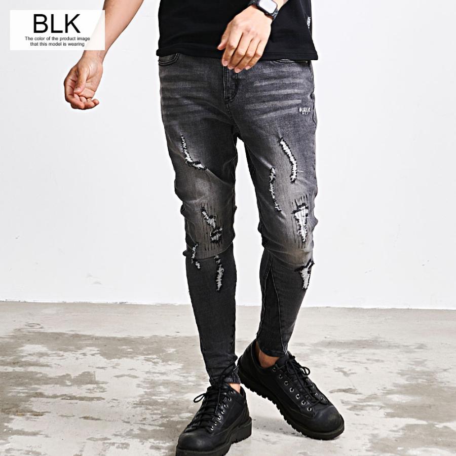 L.G.B. ダメージ加工 ブラックスキニーデニム PURPLE ダメージ加工 ブラックスキニーデニム - メルカリ