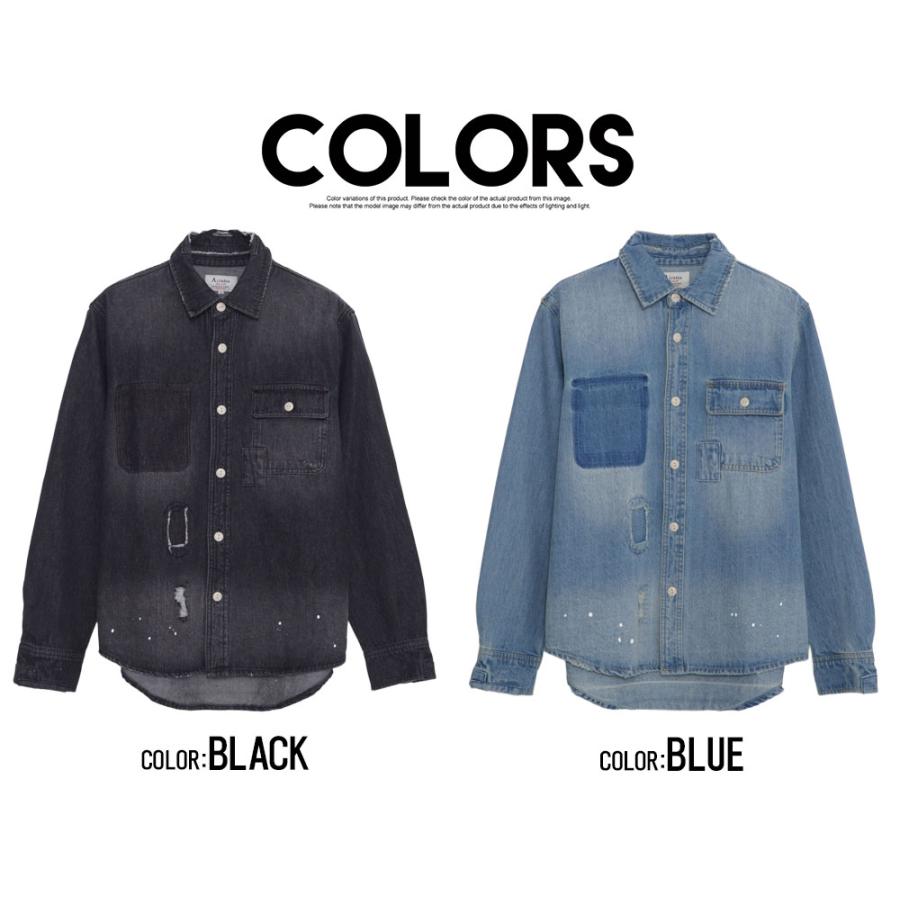 D'due 良い ネイビー 長袖デニムシャツ デ・ドゥエ アッシュ・ペー