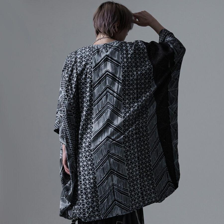 Amina カーディガン ガウン メンズ 薄手 羽織り 透かし ロング丈