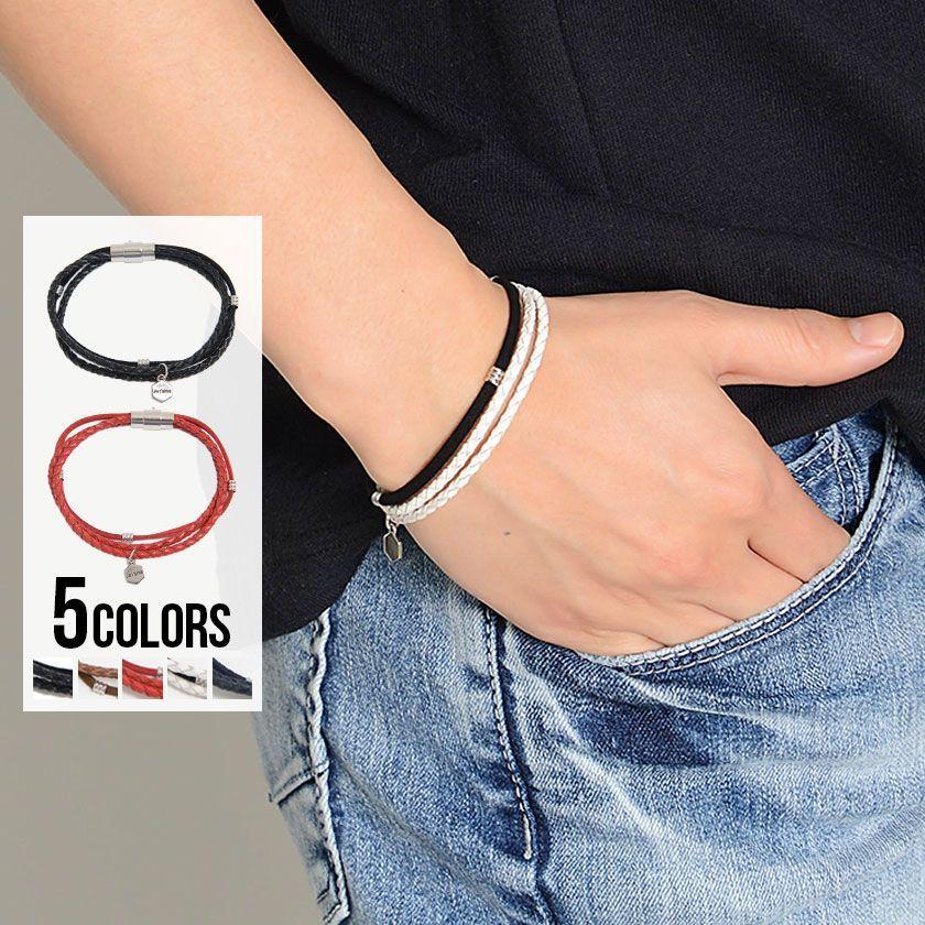 Quot ブレスレット メンズ アクセサリー 本革 牛革 編み込み チャーム シンプル ユニセックス レディース Sb Select 人気 おすすめ