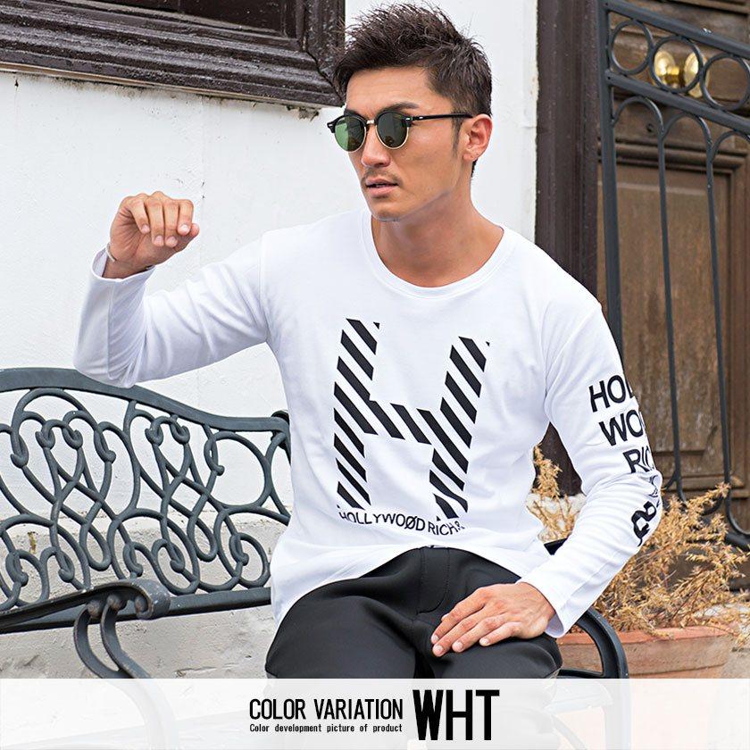 長袖tシャツ メンズ ロンt Hollywood Rich ハリウッドリッチドットアンド 日本製デザインプリントクルーネック長袖tシャツ 全2色 細身 白 黒 Lg A 5500 シルバーバレット 通販 Yahoo ショッピング