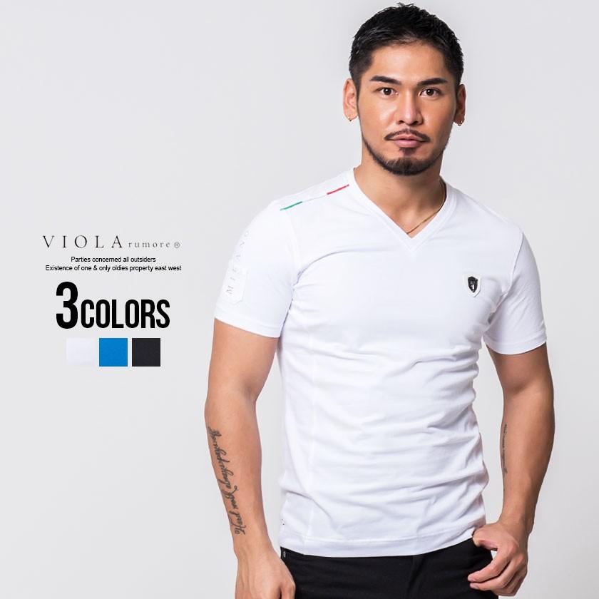 半袖tシャツ メンズ Vネック Quot Viola ヴィオラ ストレッチ天竺バックプリントvネック半袖tシャツ 全3色quot 有名な高級ブランド 白 黒 Xl 夏 細身 M 春 ブルー L ビオラ