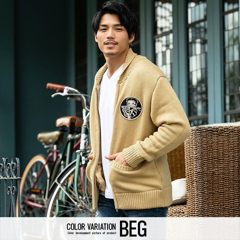 カウチン ニット メンズ Betty Boop ベティ ブープ ロゴワッペン貼付け長袖3gカウチンニット 全2色 セーター カーデ ニットジャケット M L Xl 秋 冬 21 Be 62 シルバーバレット 通販 Yahoo ショッピング