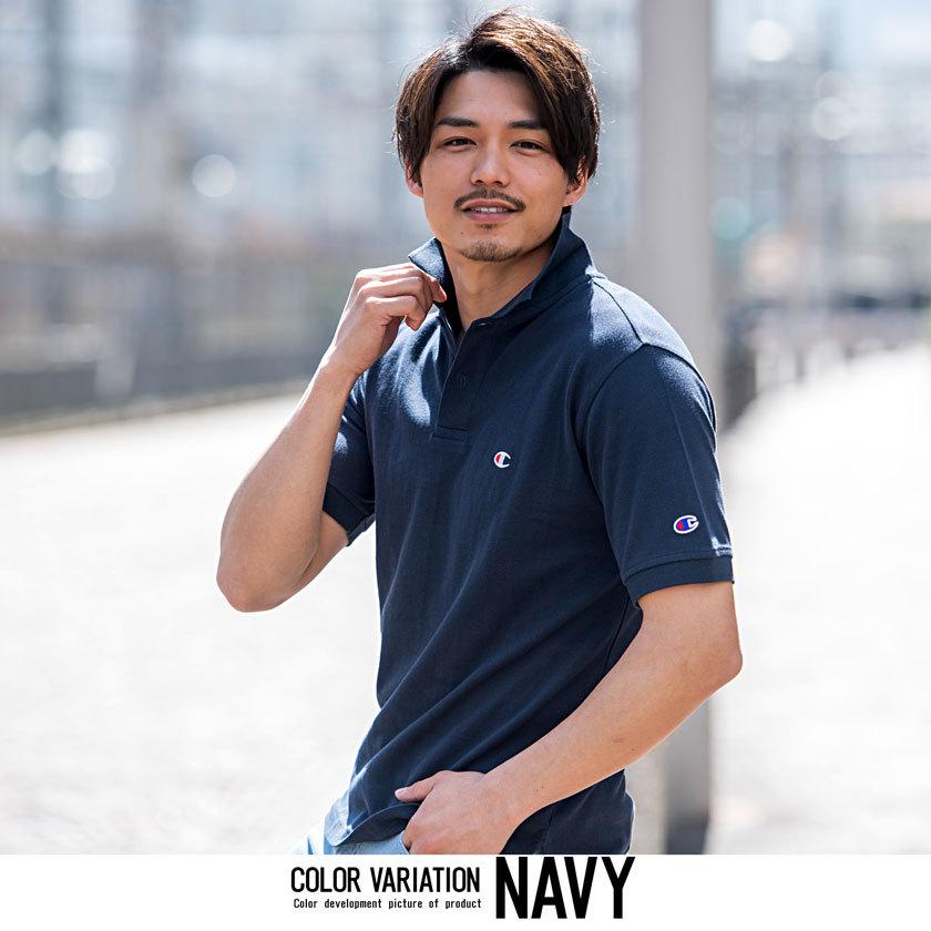 ポロシャツ メンズ 半袖 Champion チャンピオン POLO SHIRT 白 黒