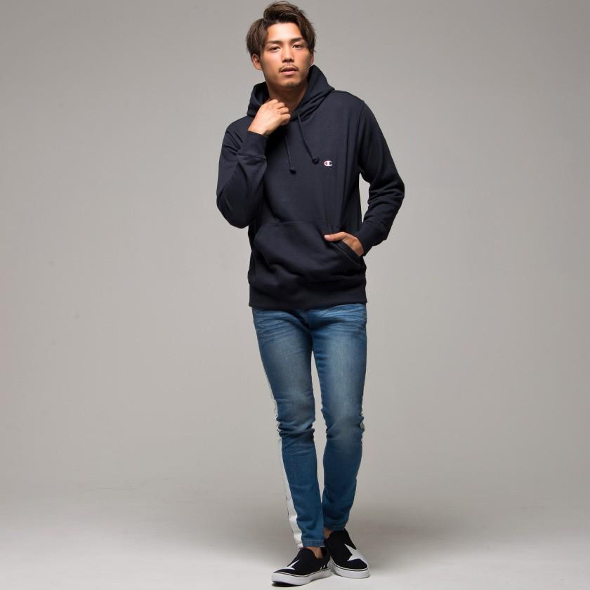 パーカー フーディー メンズ Champion チャンピオン Cロゴ刺繍裏毛スウェットプルオーバーパーカー/全6色 M L ホワイト グレー ブラック ネイビー 秋 冬 | Champion | 14